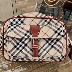 Burberry Beige and Brown Plaid Crossbody Bag